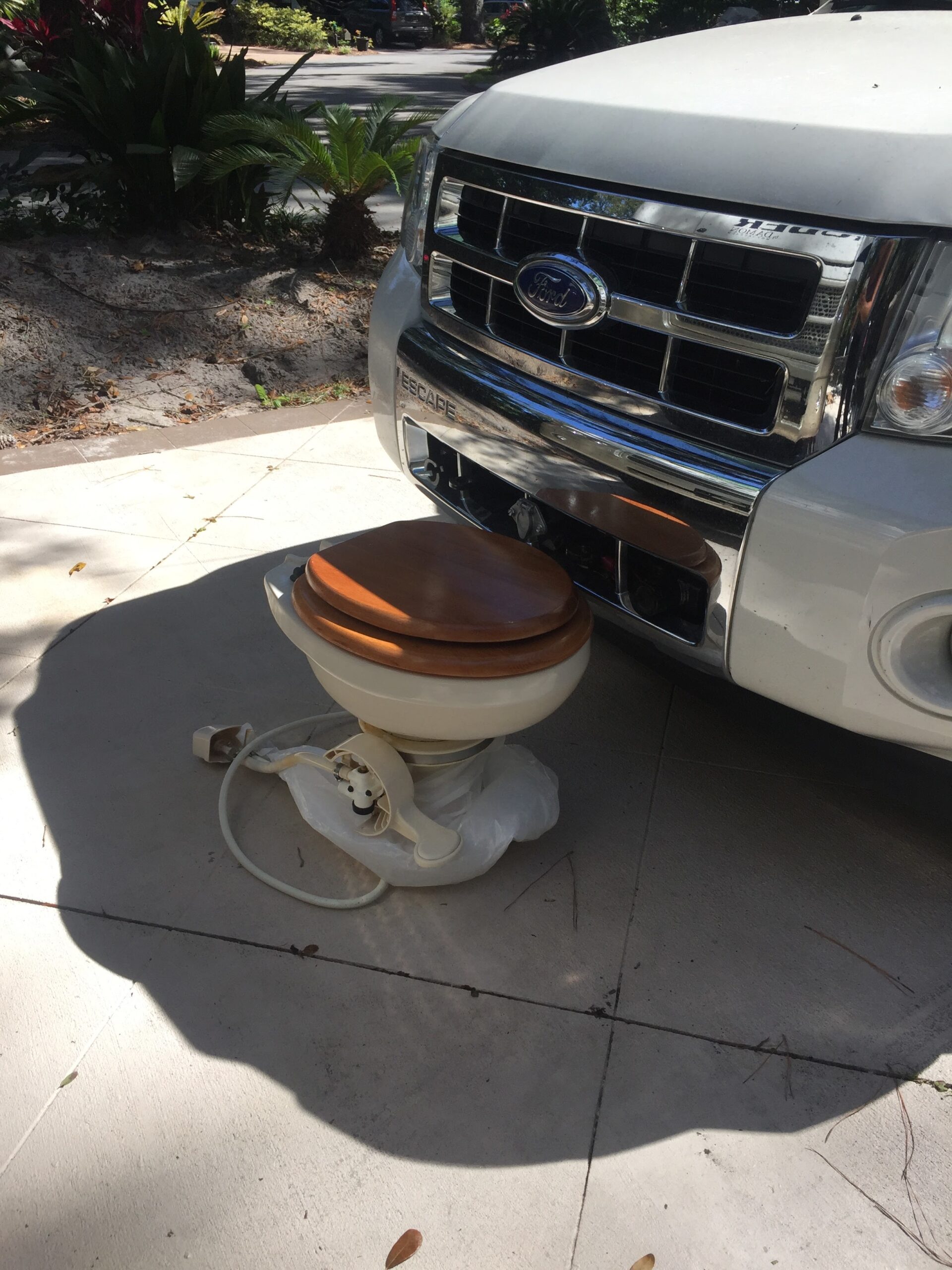 Toilet replacement while parked in Hilton Head. One of many fixes done on the road.