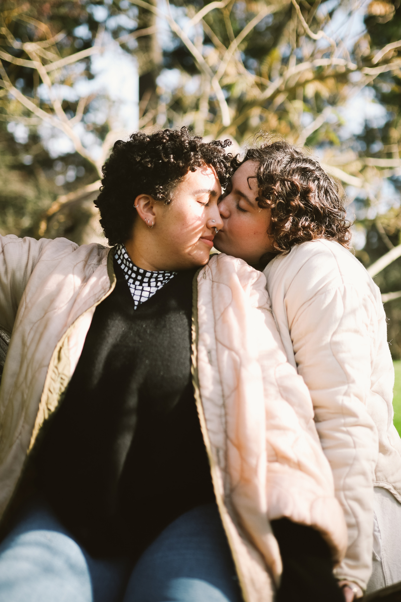 lesbian couple kissing - financial impact of being gay